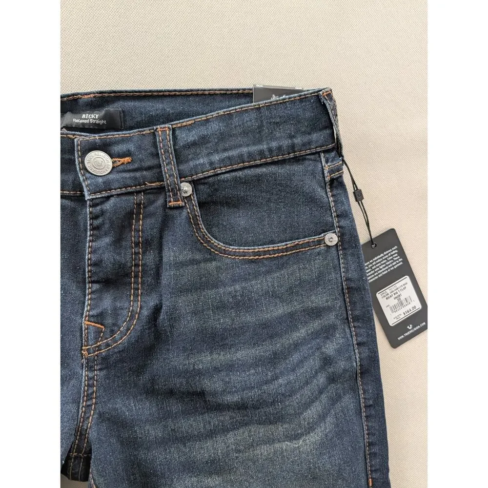 True Religion Ricky Relaxed Straight Denim Shorts Dark Wash Mens 30 NWT Skater
